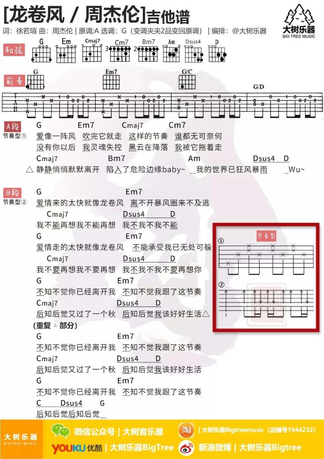 龙卷风_G调吉他谱_周杰伦1