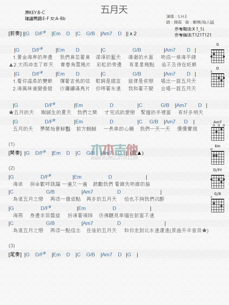 五月天_吉他谱_S.H.E1
