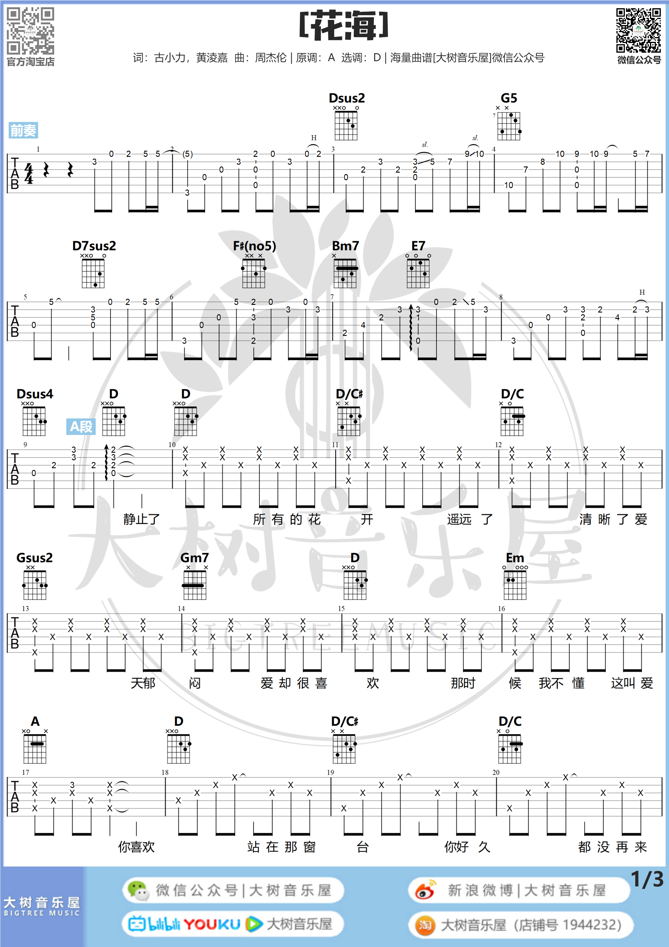 《花海》吉他谱吉他园地-1