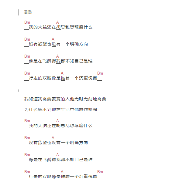 醉了吉他谱 D调和弦谱-简单版-赵雷1