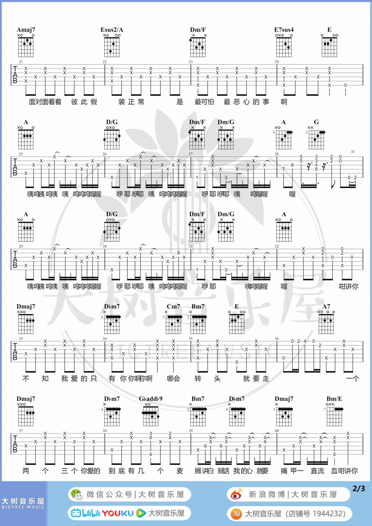 你啊你啊吉他谱吉他园地-2