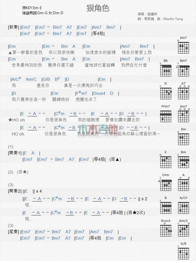 狠角色_吉他谱_张惠妹1