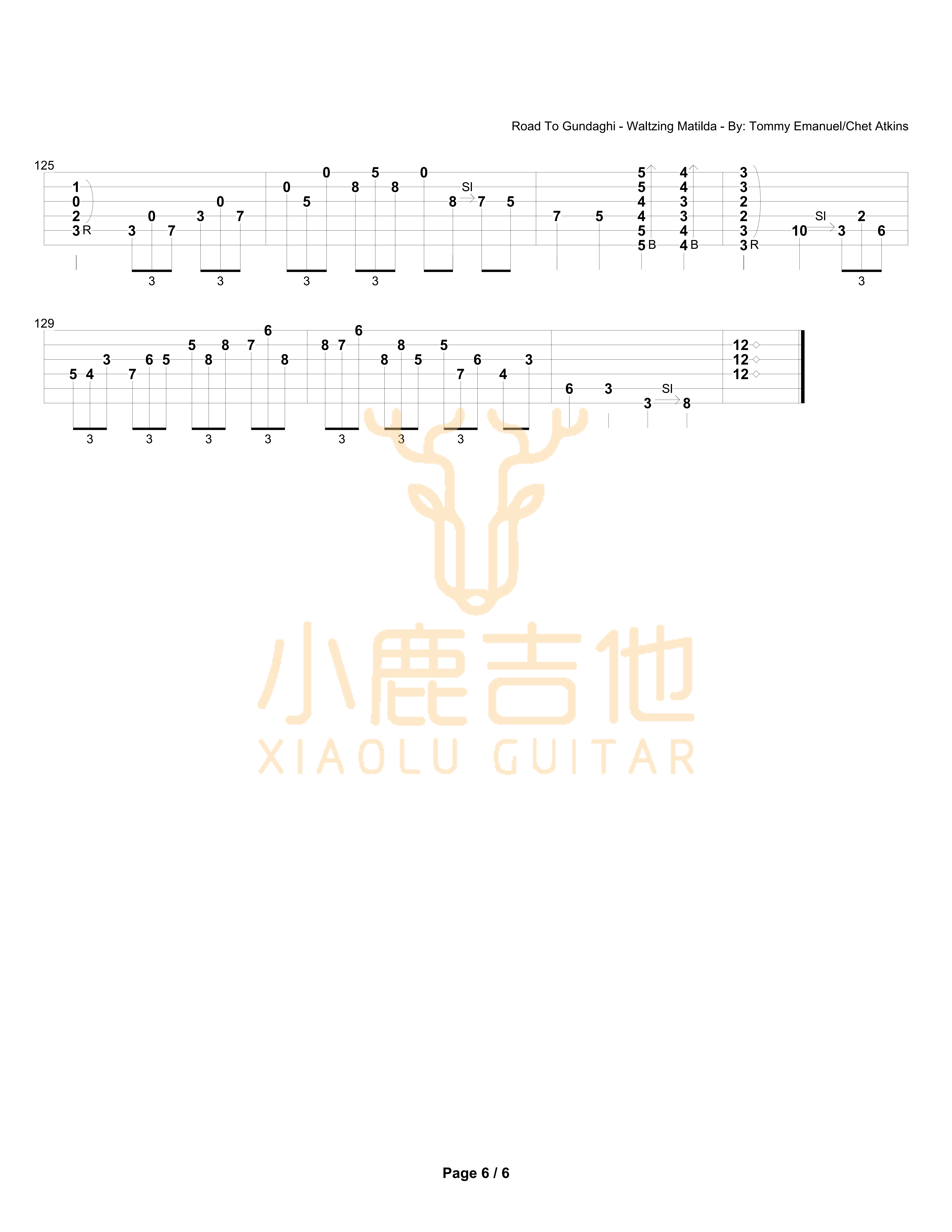 Road To Gundaghi-Waltzing Matilda-Tommy Emmanuel指弹吉他谱（小鹿吉他）6
