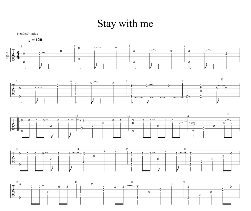stay me with弹谱 六线谱-原版-灿烈、Punch1