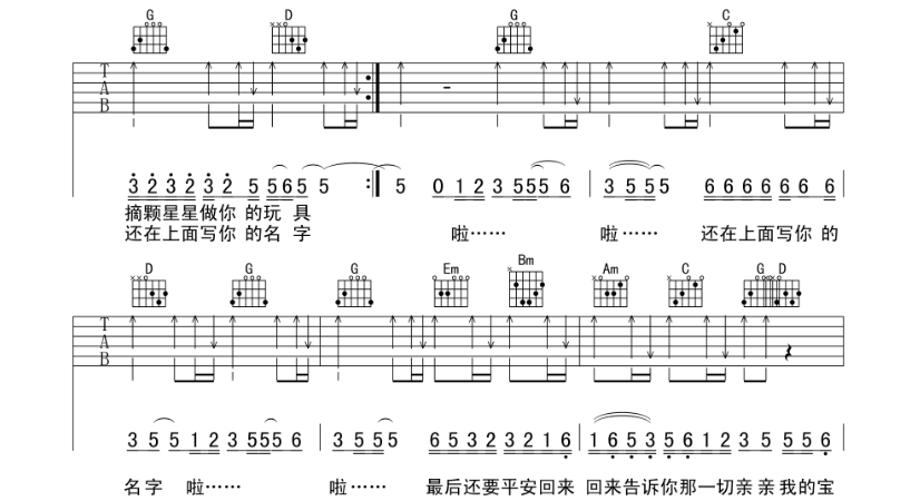 周华健《亲亲我的宝贝》吉他谱1