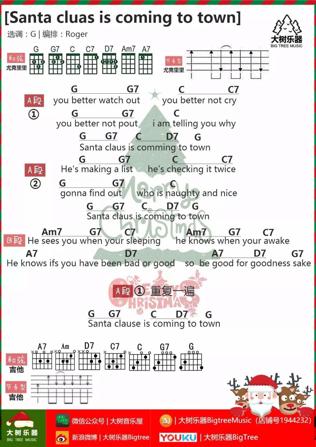Santa cluas is conming to town_G调吉他谱_圣诞歌曲1