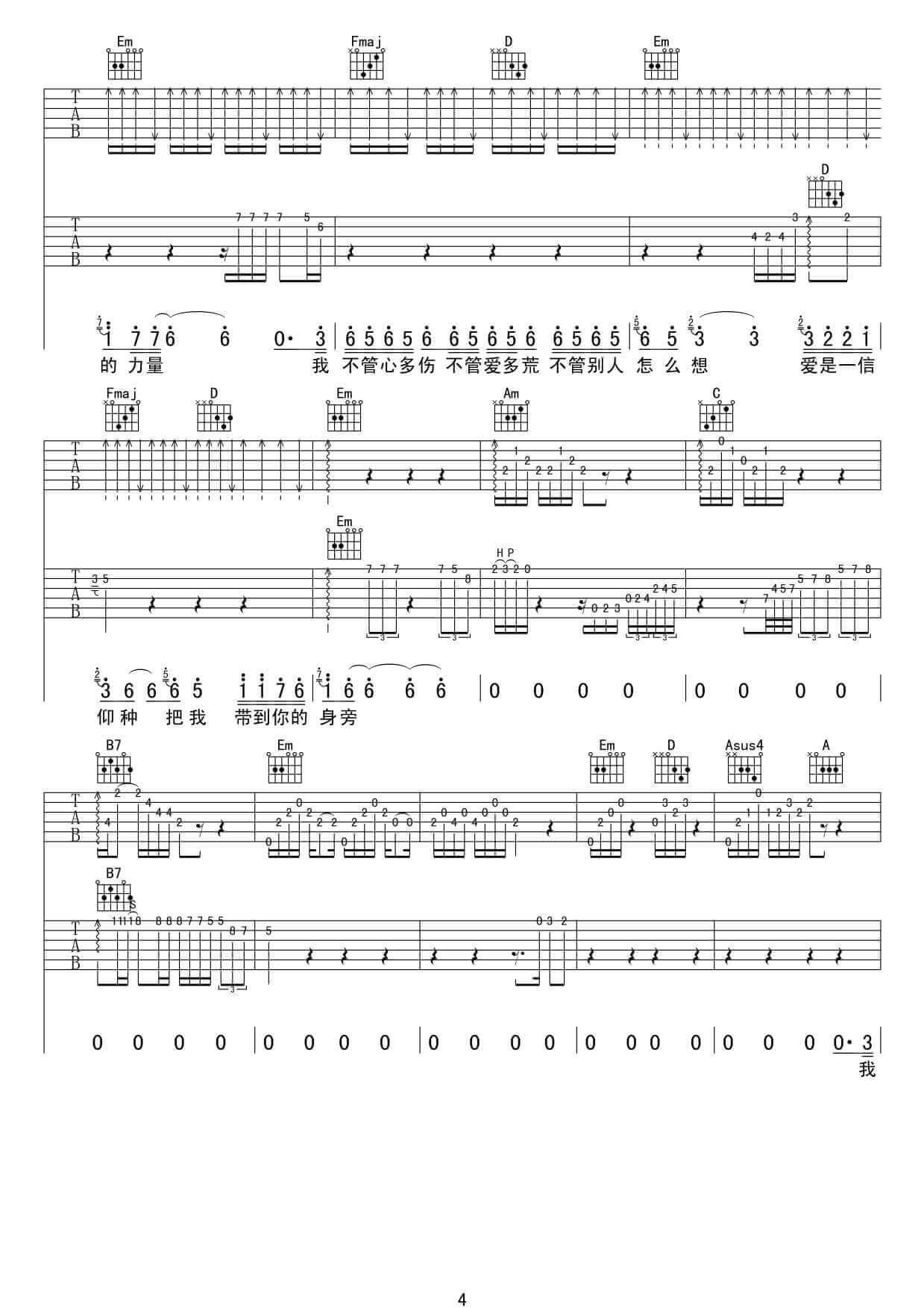 信仰吉他谱 G调高清版-张信哲1