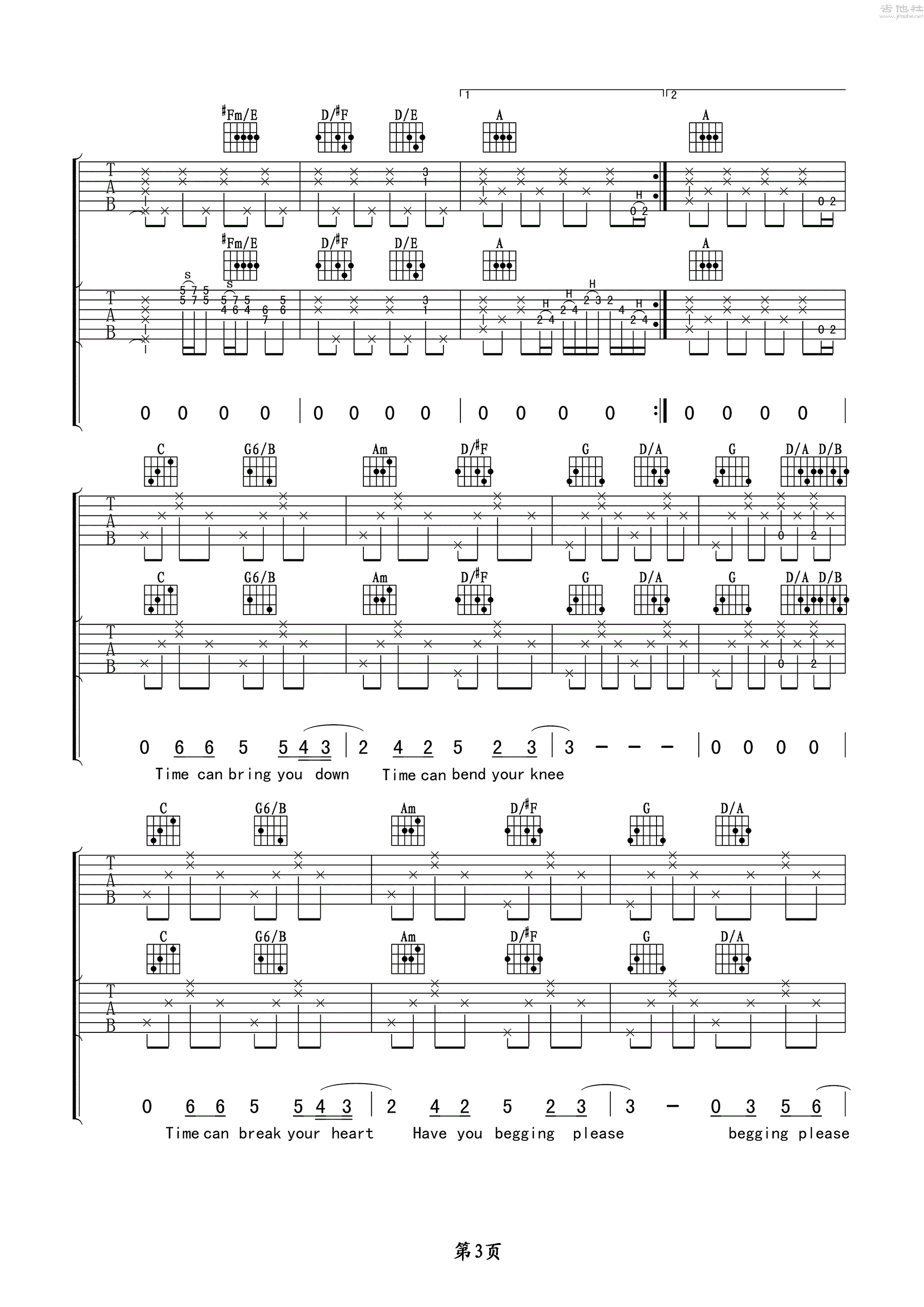 Tears In Heaven吉他谱 泪洒天堂六线谱 双吉他教学视频3