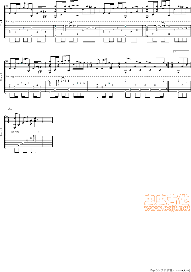 梦中的婚礼|吉他谱|图片谱|高清|克莱德曼1