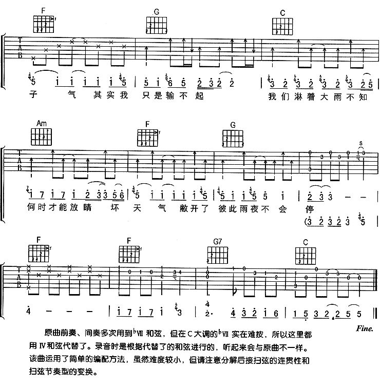 坏天气|吉他谱|图片谱|高清|孙燕姿1