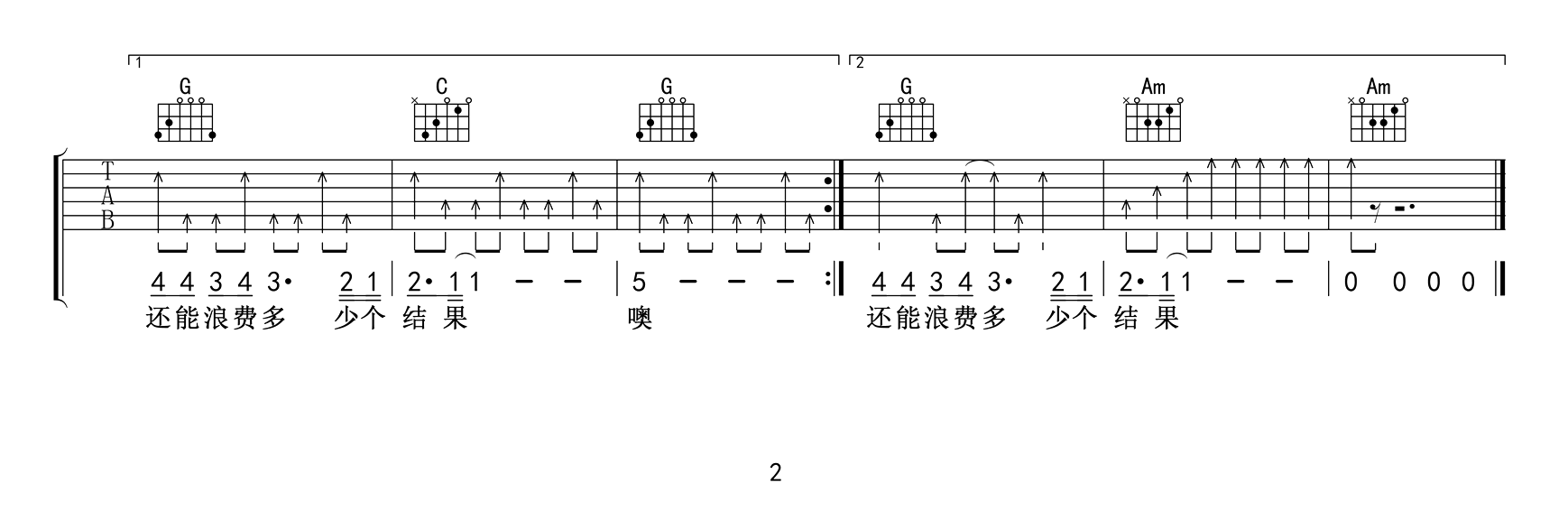 《门没锁》吉他谱_品冠儿子(黄韦恩)_C调弹唱谱_高清六线谱2