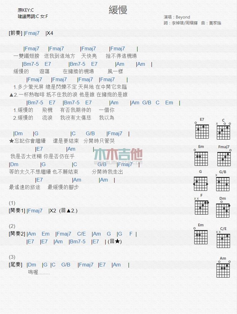 缓慢_吉他谱_Beyond1