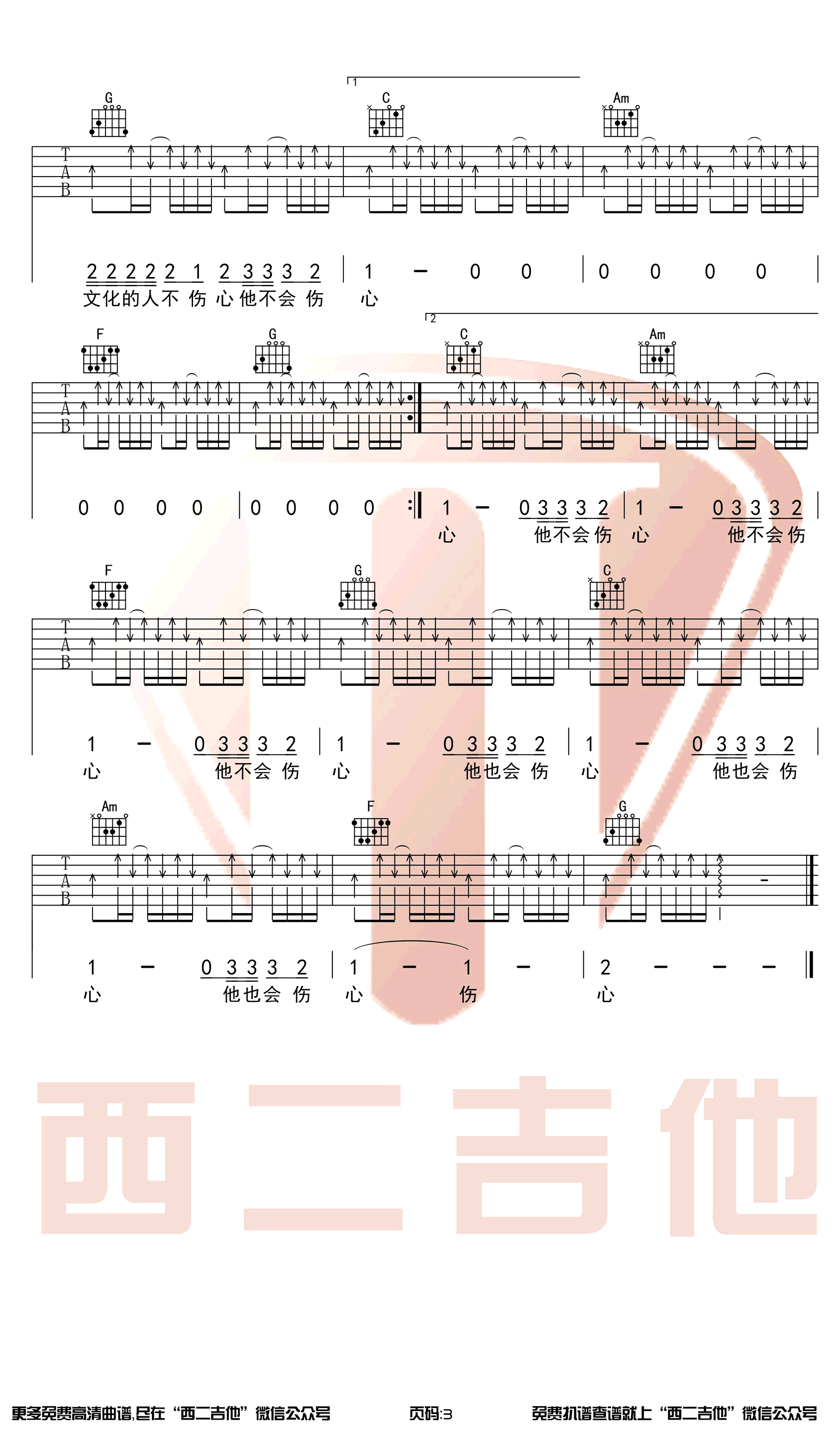 没有理想的人不伤心吉他谱_新裤子乐队_C调原版3