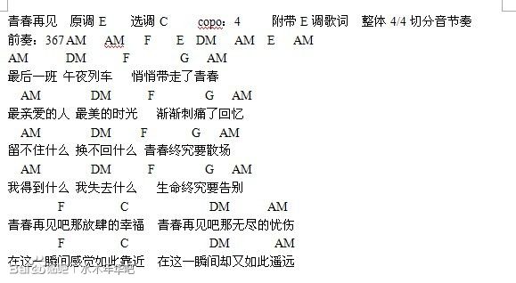 青春再见_吉他谱_水木年华1