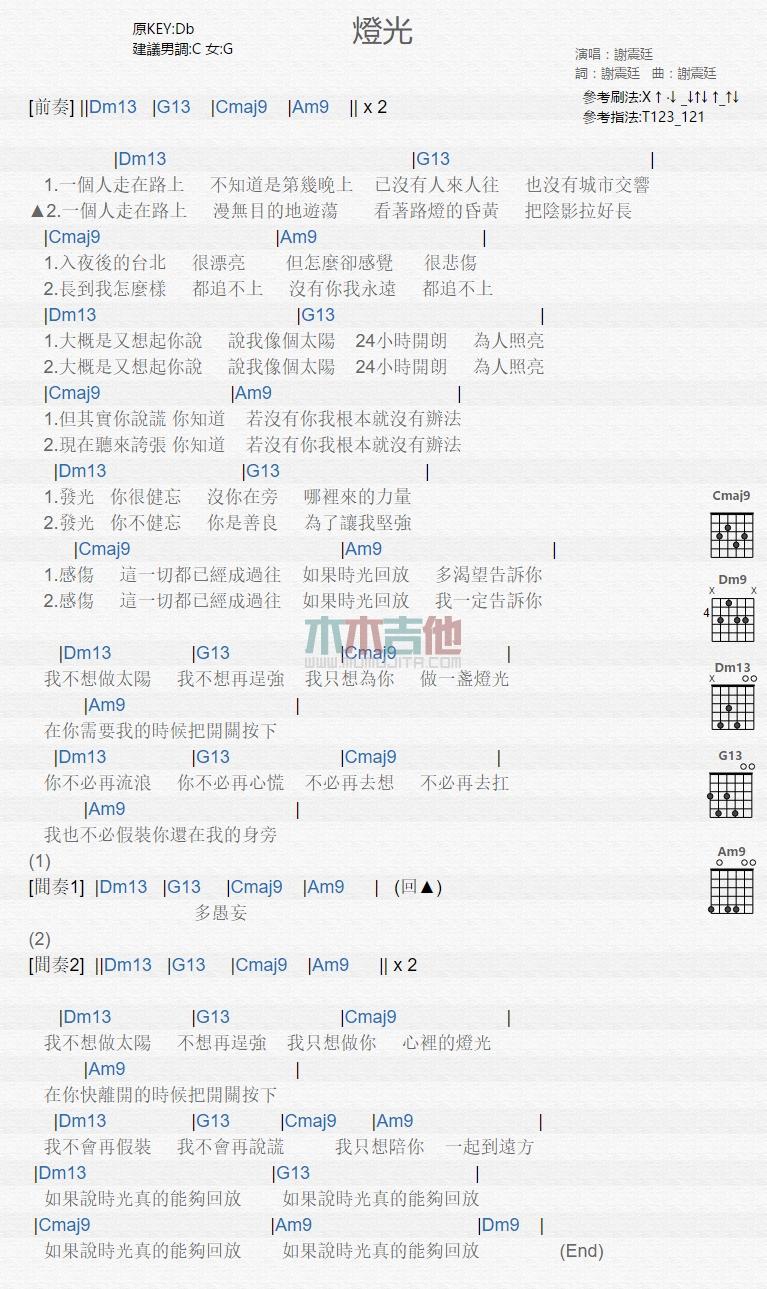 灯光_吉他谱_谢震廷1