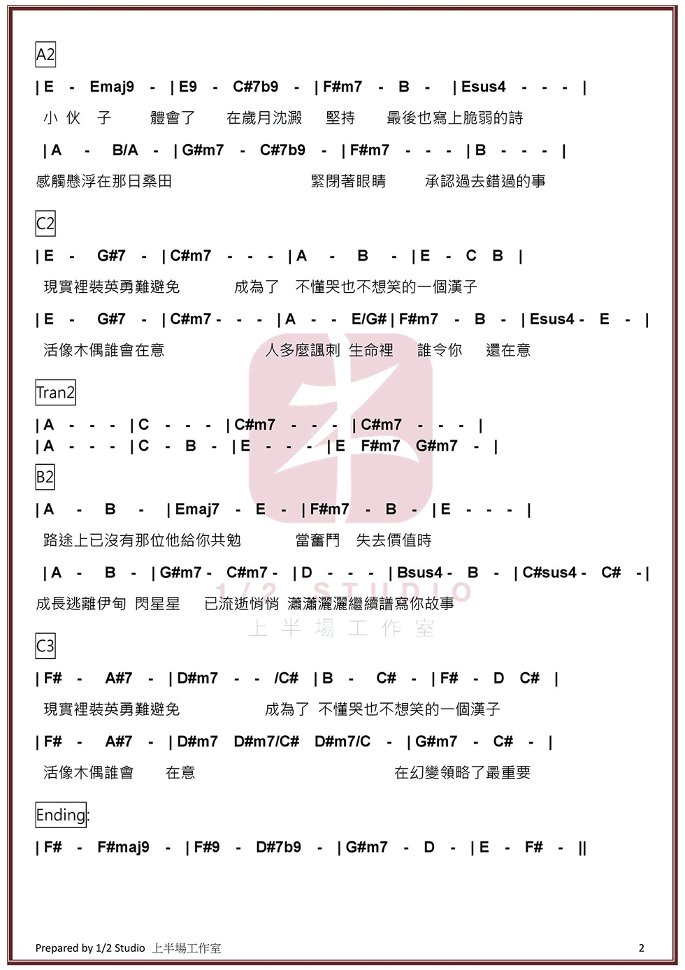 Supper Moment《小伙子》吉他谱1