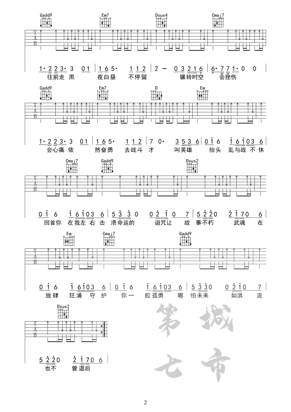 破茧吉他谱_张韶涵_《破茧》C调原版弹唱六线谱2