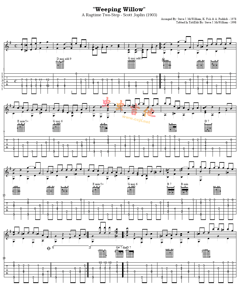 Weeping Willow|吉他谱|图片谱|高清|S·乔普林（S·JOPLIN）1
