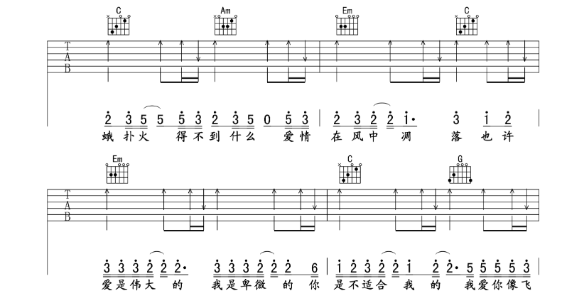 许嵩《飞蛾》吉他谱1