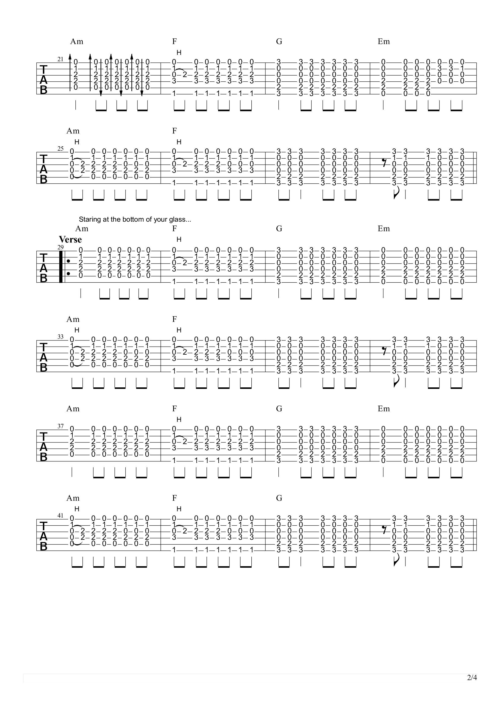 let her go吉他谱 E调六线谱-高清版-Passenger1