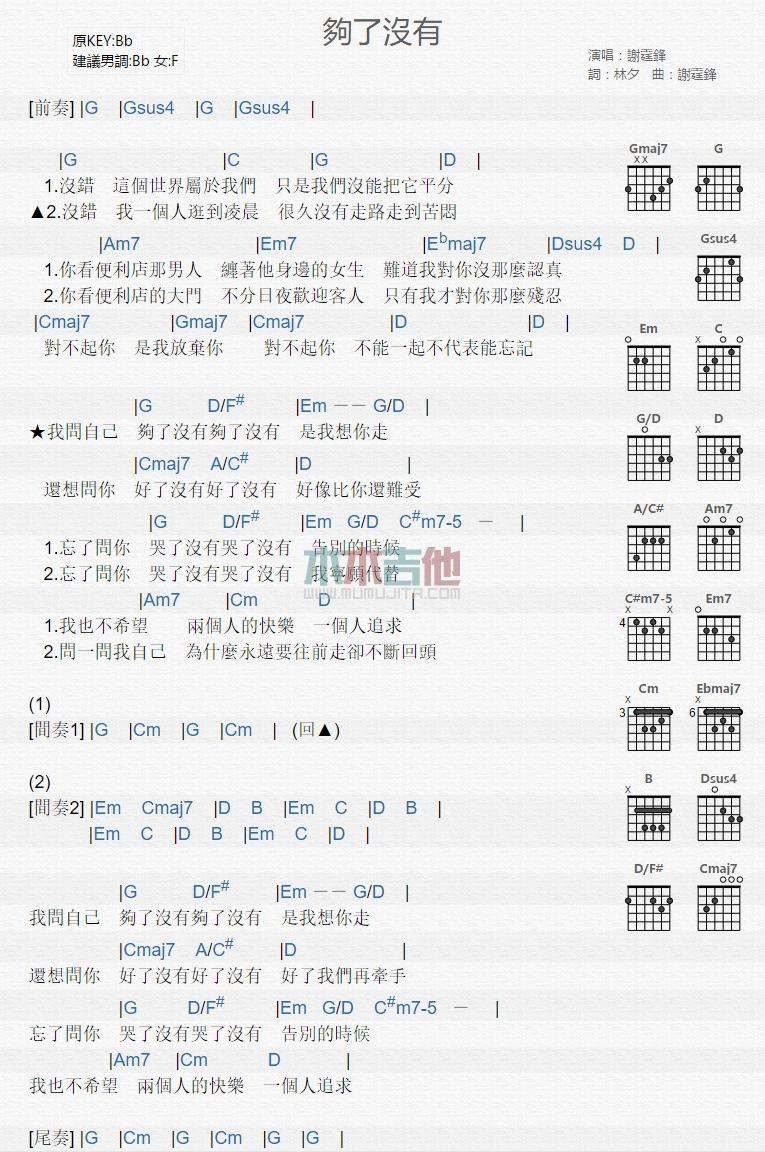够了没有_吉他谱_谢霆锋1