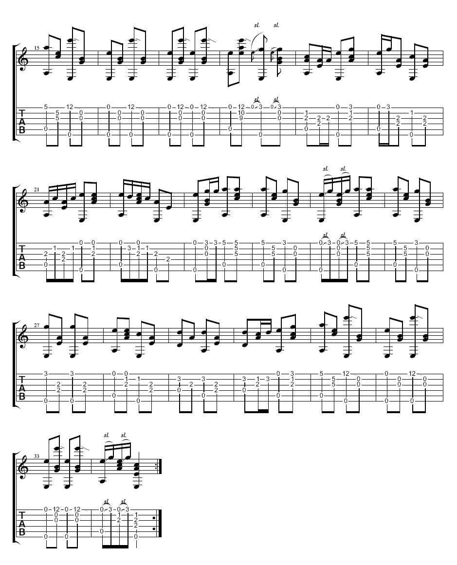 猪八戒背媳妇指弹谱_《西游记》插曲_琴歌版_吉他独奏谱2