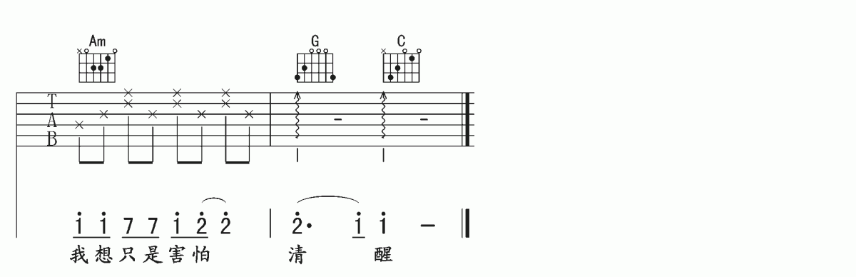 她说吉他谱 C调 林俊杰2
