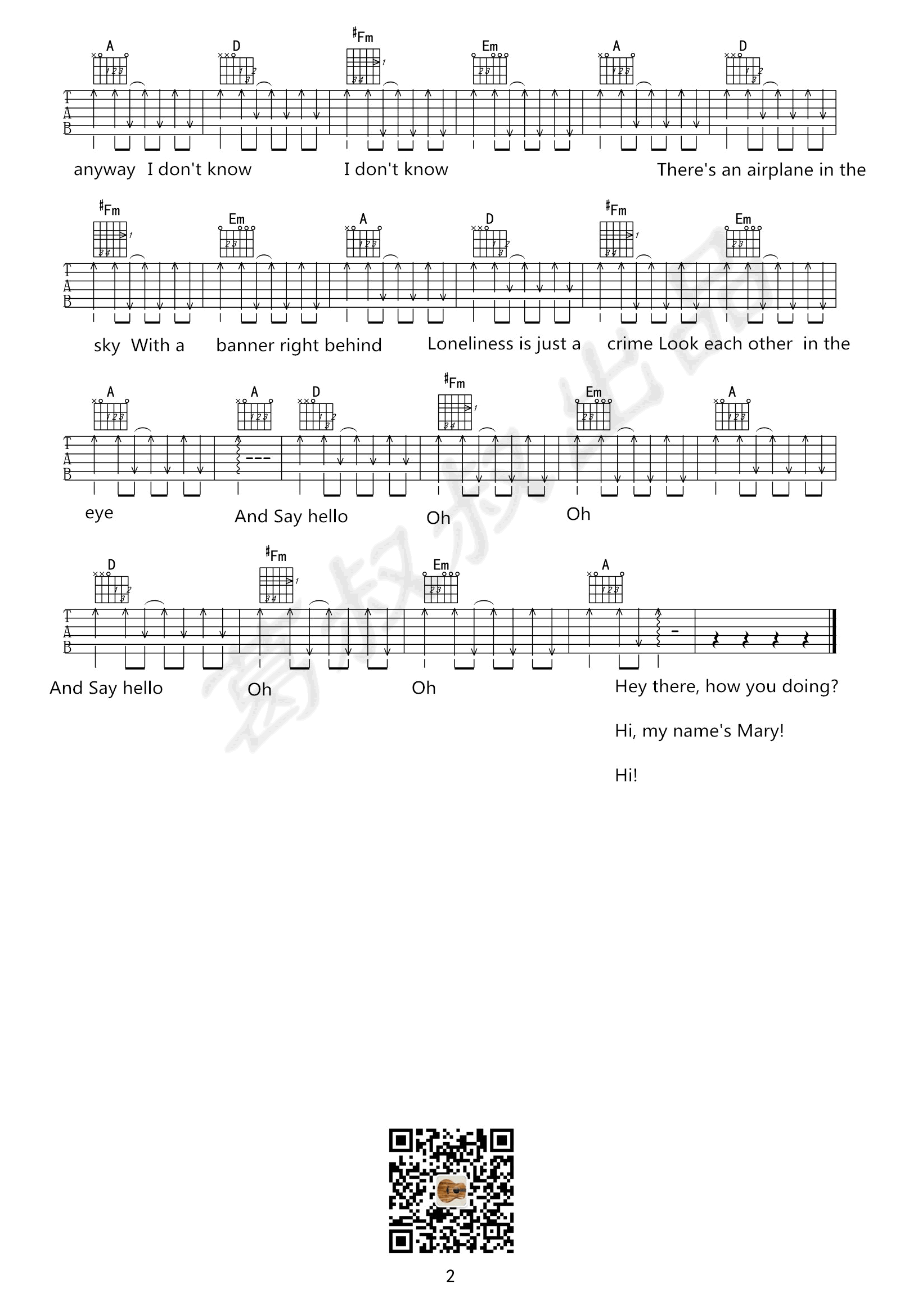 Thomas/Sufjan S《Say Hello》吉他谱1