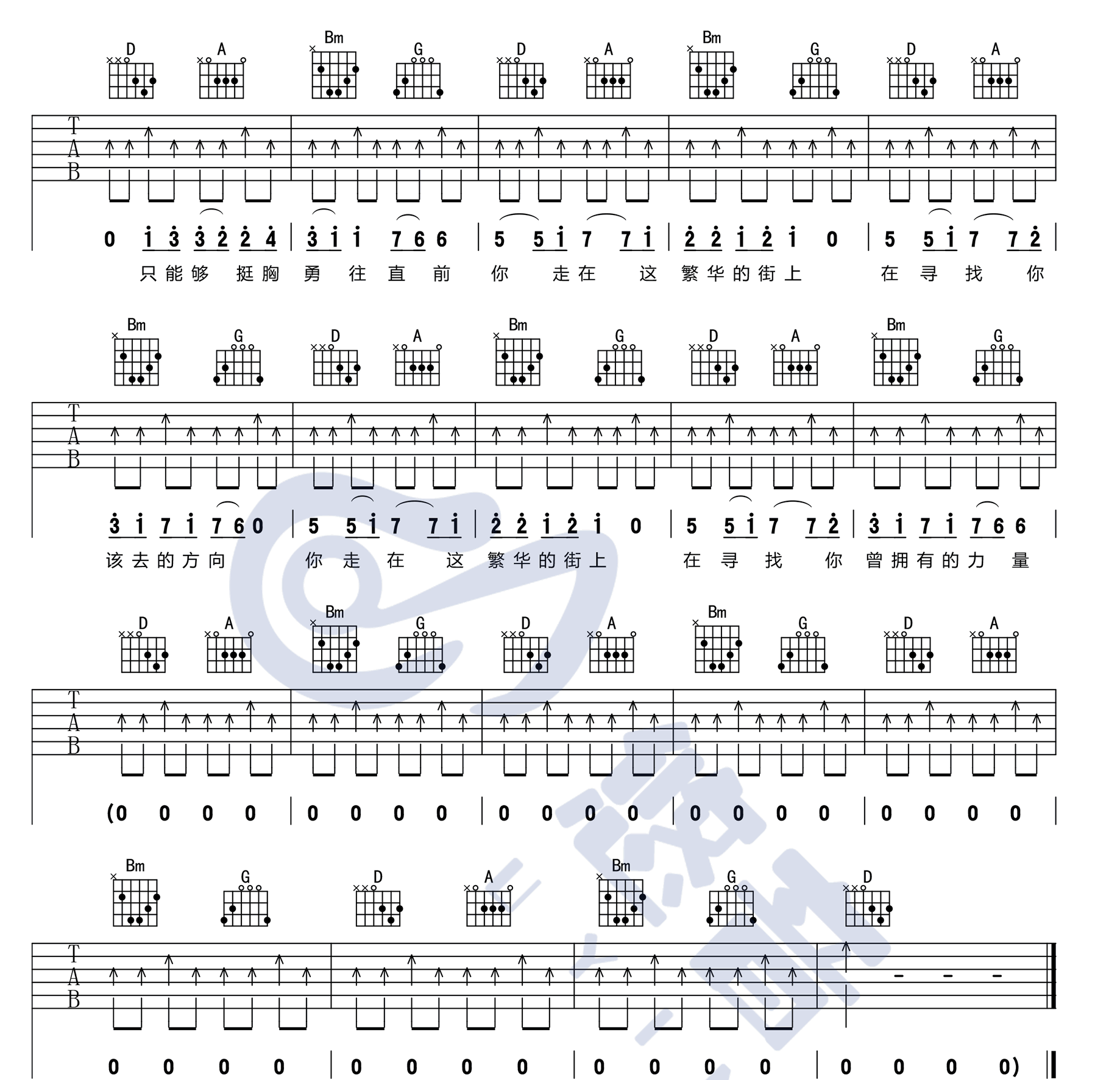 那一年吉他谱_许巍_《那一年》D调原版六线谱_吉他弹唱教学4