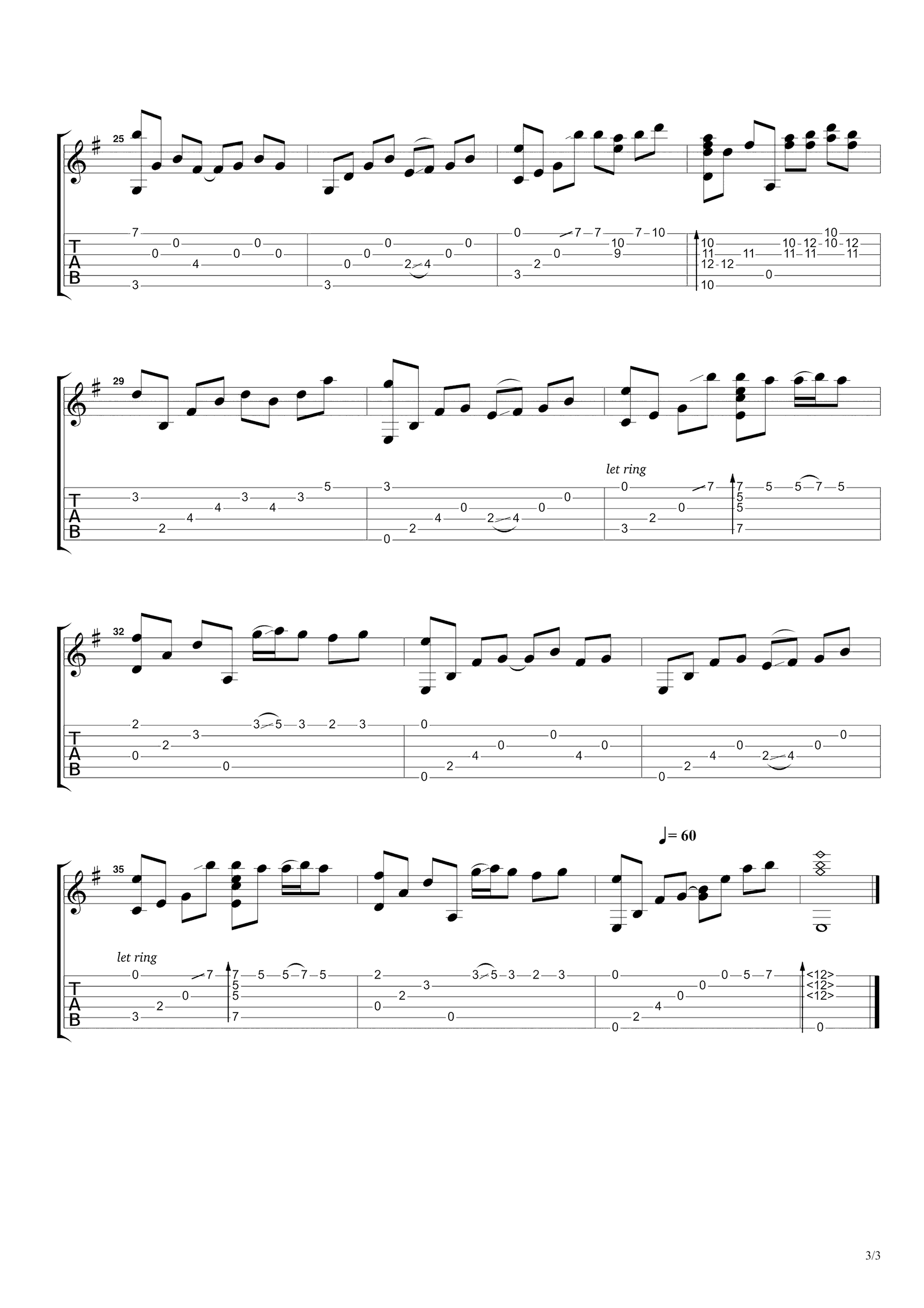 夜的钢琴曲5吉他谱 石进《夜的钢琴曲5》吉他指弹谱3