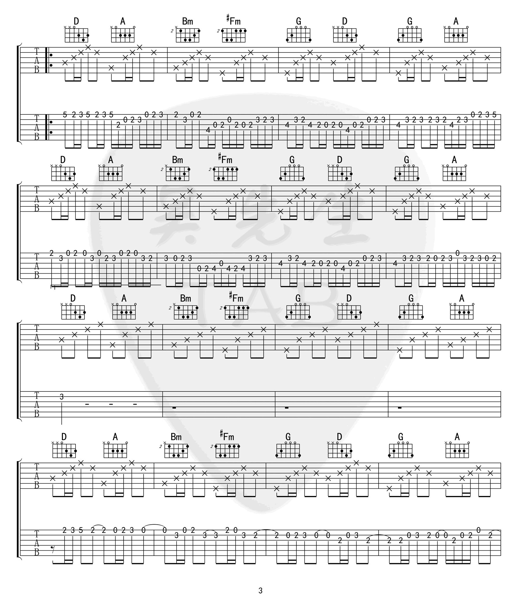 D大调卡农吉他谱_双吉他版本_Canon and Gigue in D3