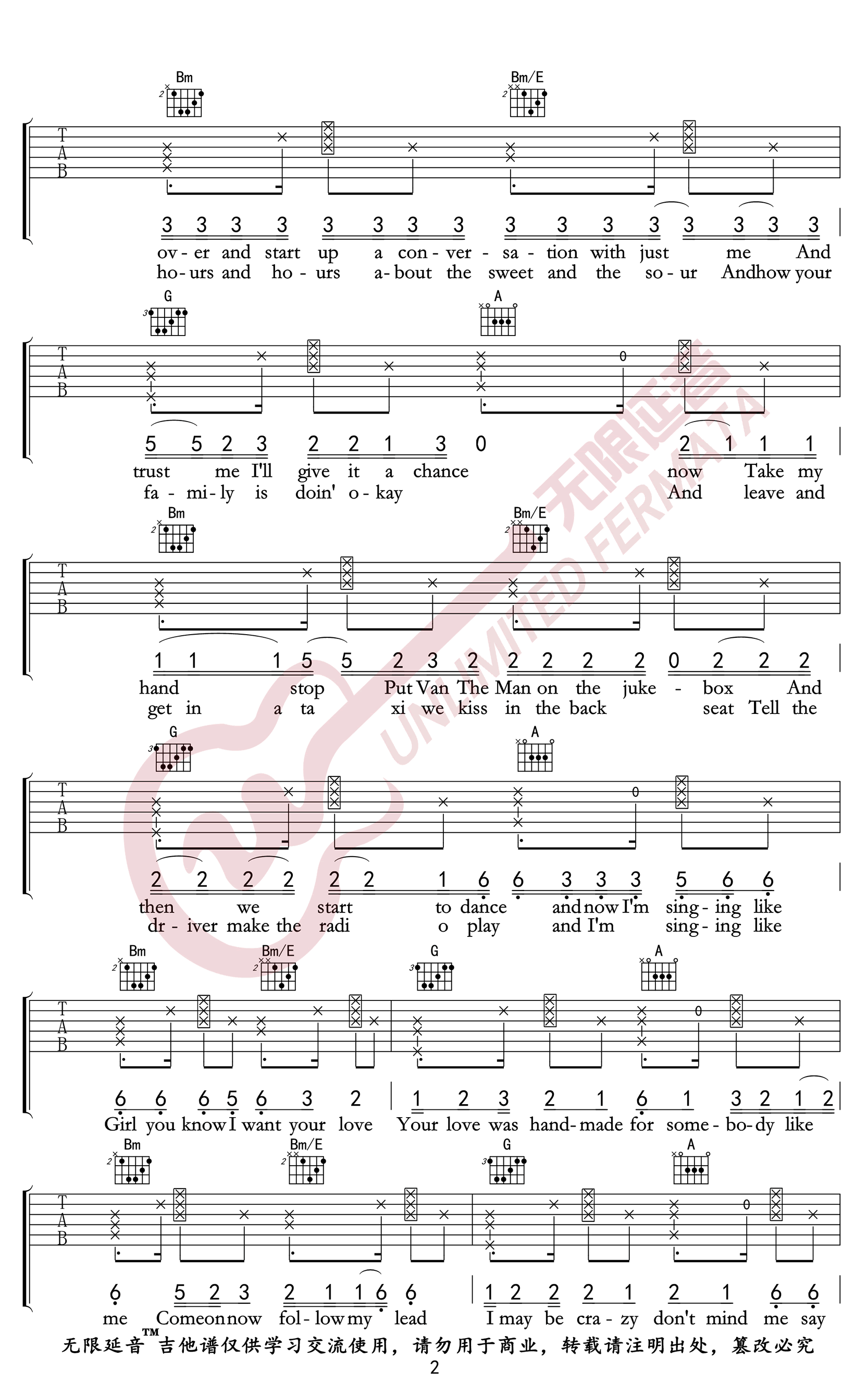Shape Of You吉他谱_Ed Sheera_弹唱六线谱_高清完整版2