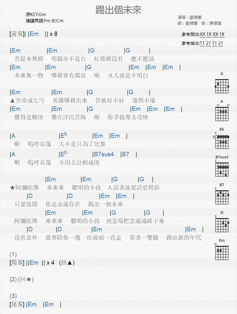 踢出个未来_吉他谱_刘德华1