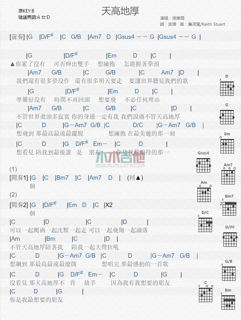 天高地厚_吉他谱_信乐团1