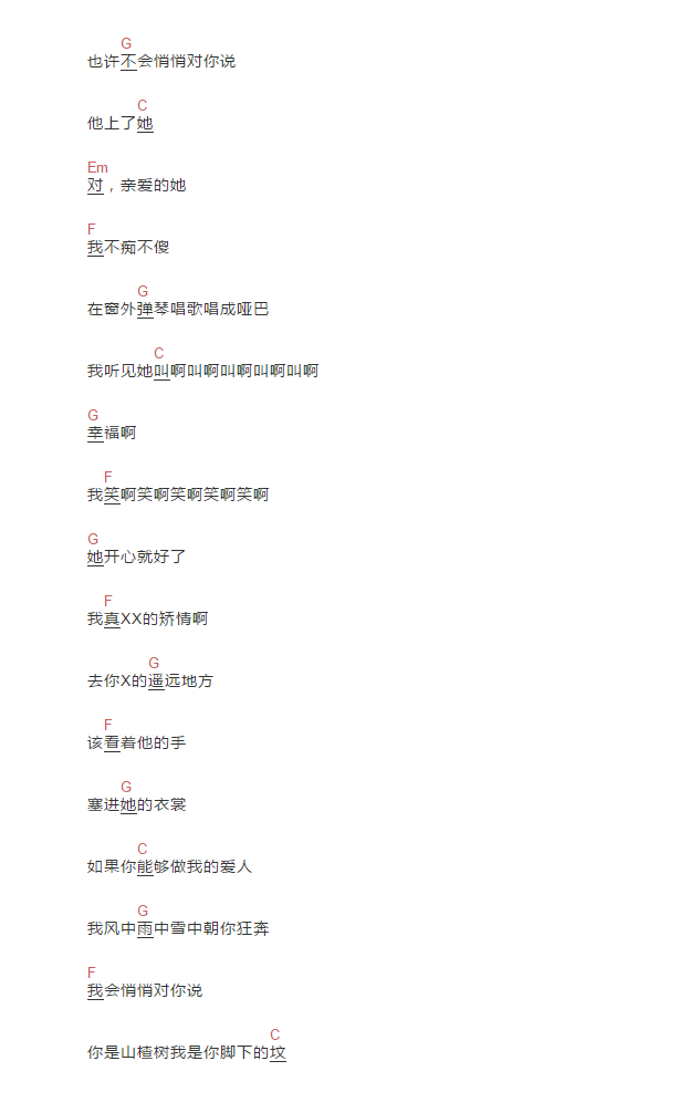 你是山楂树我是你脚下的坟吉他谱_贺铭洋_C调简单版弹唱谱2