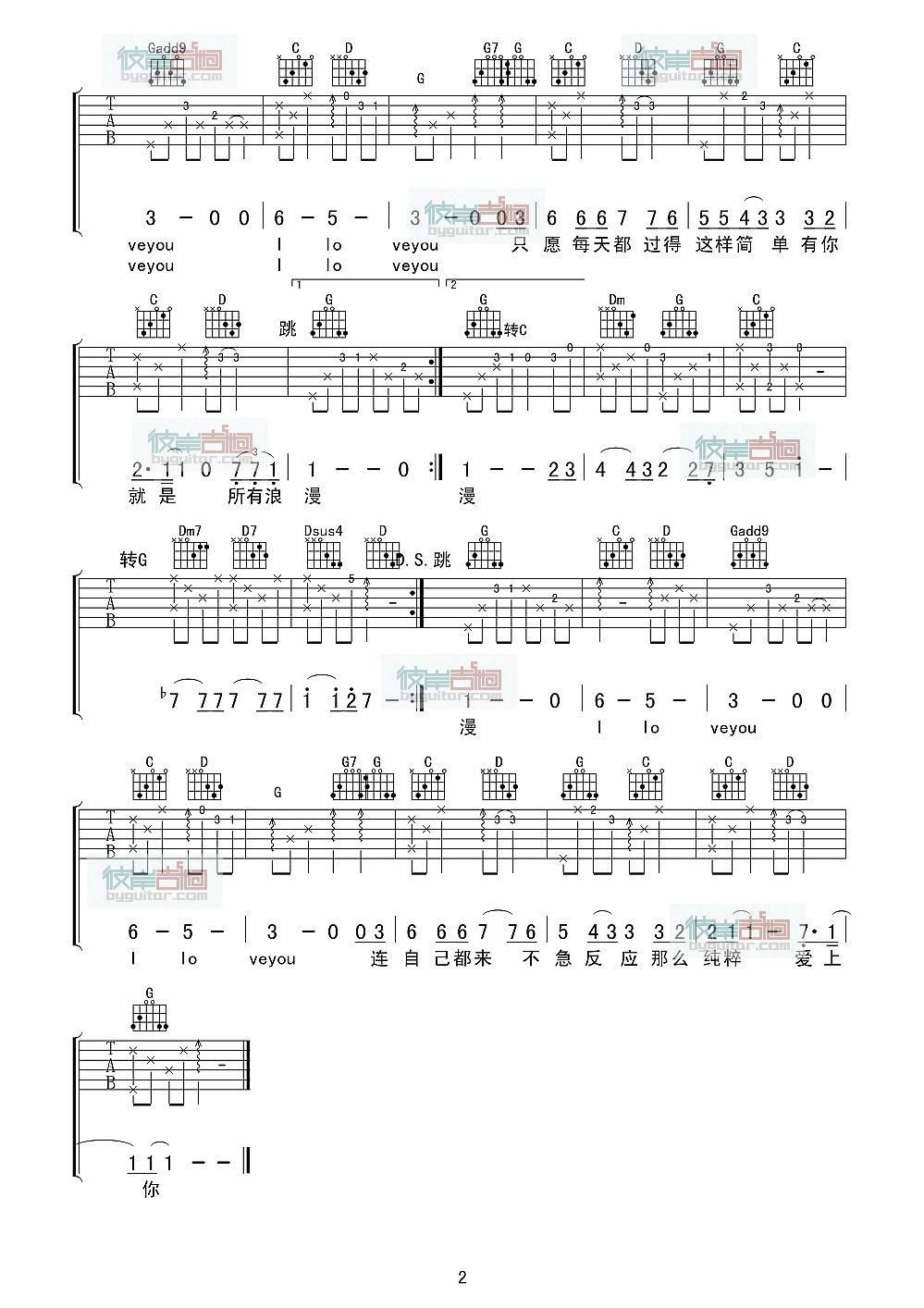 I Love You_吉他谱_王栎鑫2