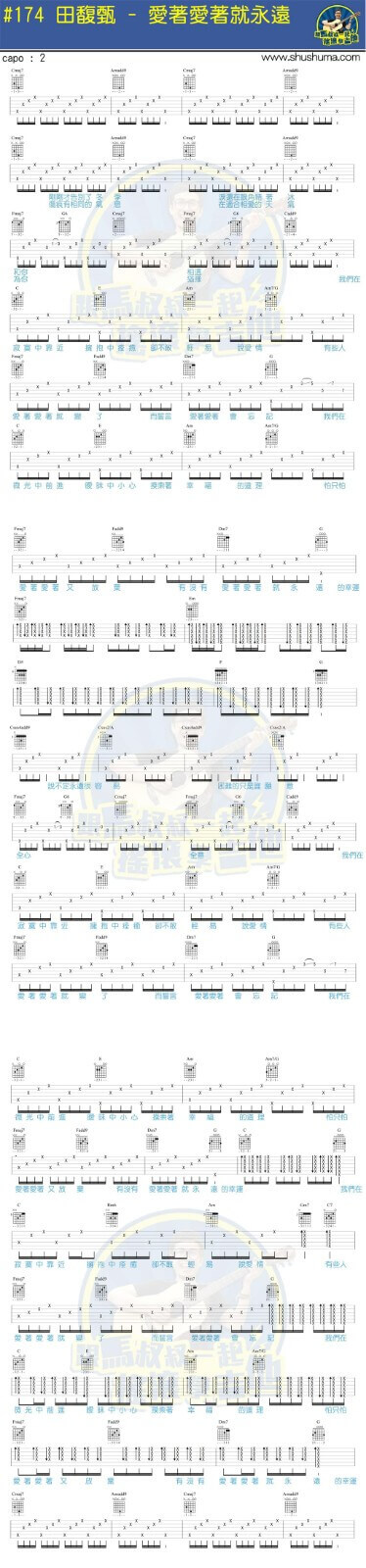 爱着爱着就永远吉他谱 C调六线谱-简单版-田馥甄1