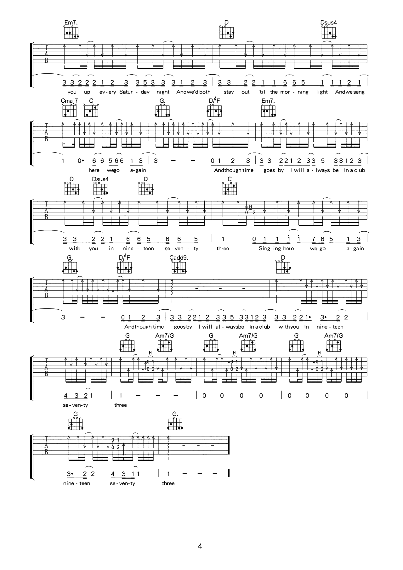 1973吉他谱_James Blunt_G调原版图片谱_吉他弹唱演示1