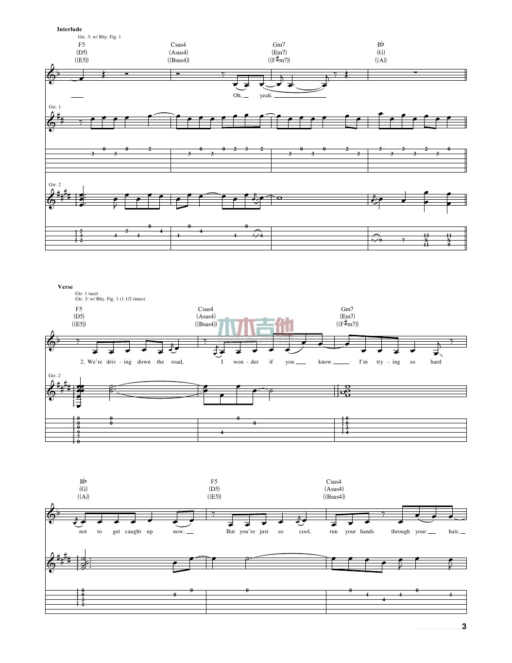 fearless吉他谱 A调女生版_木木吉他编配_Taylor Swift3
