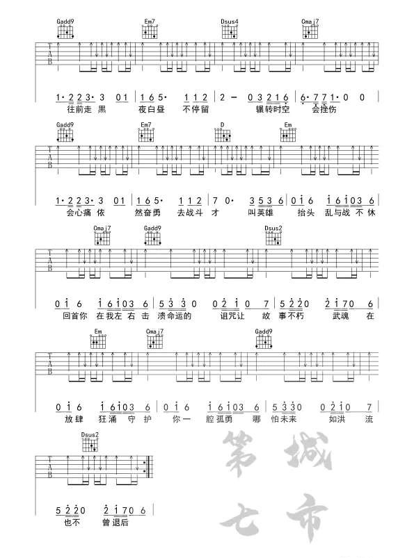 《破茧》吉他谱_C调弹唱六线谱_斗罗大陆主题曲_张韶涵1