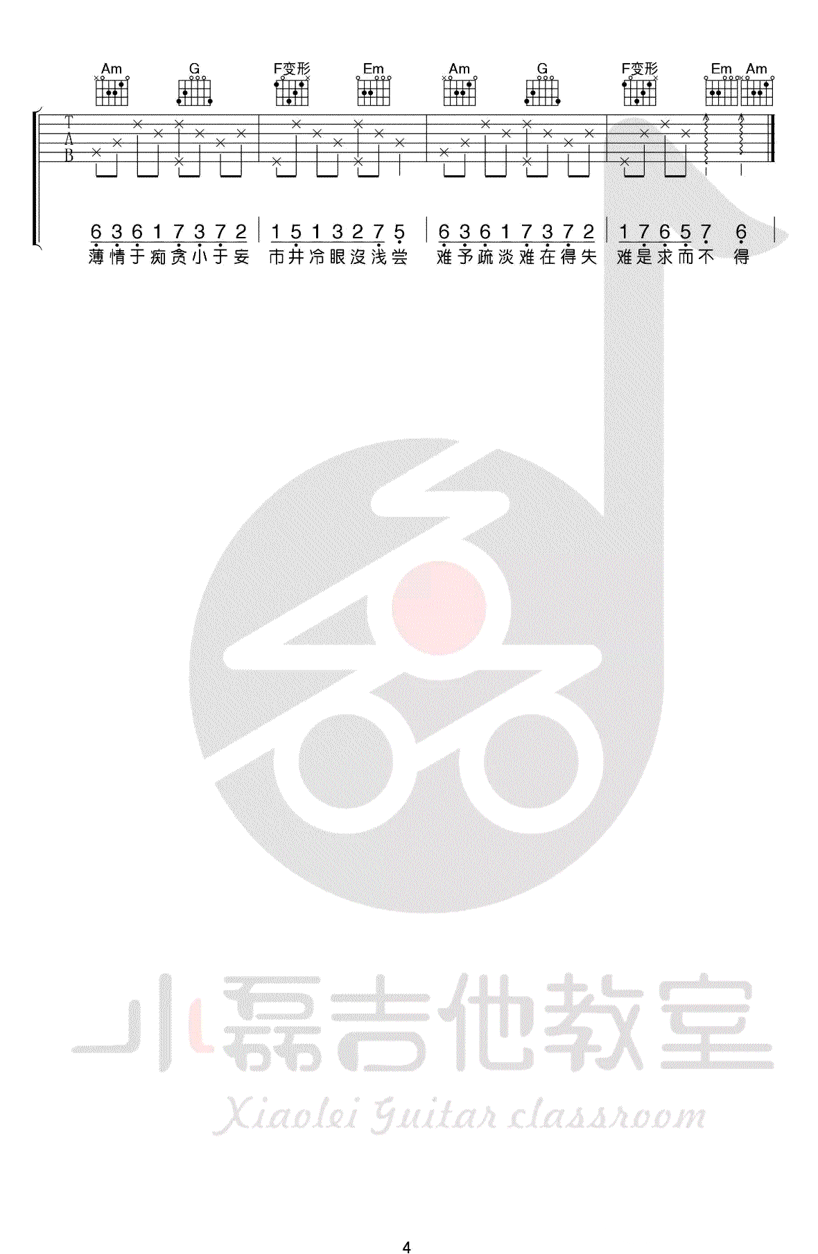 一如年少模样吉他谱 陈鸿宇 C调弹唱谱 吉他教学视频4