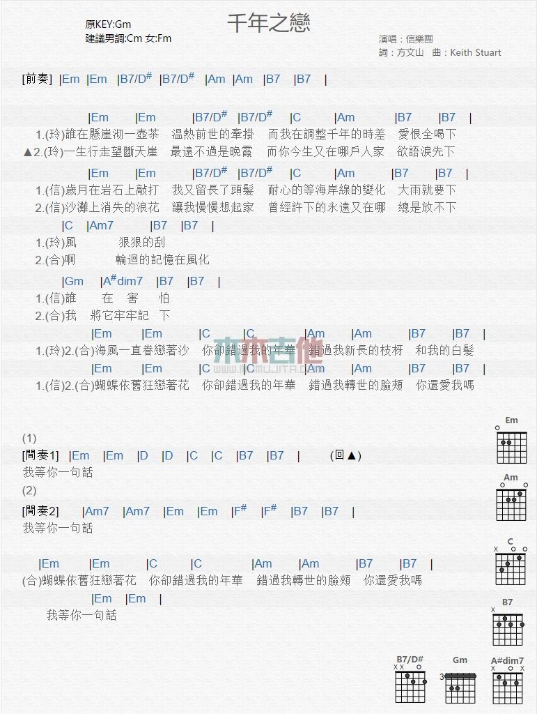 千年之恋_吉他谱_信乐团1