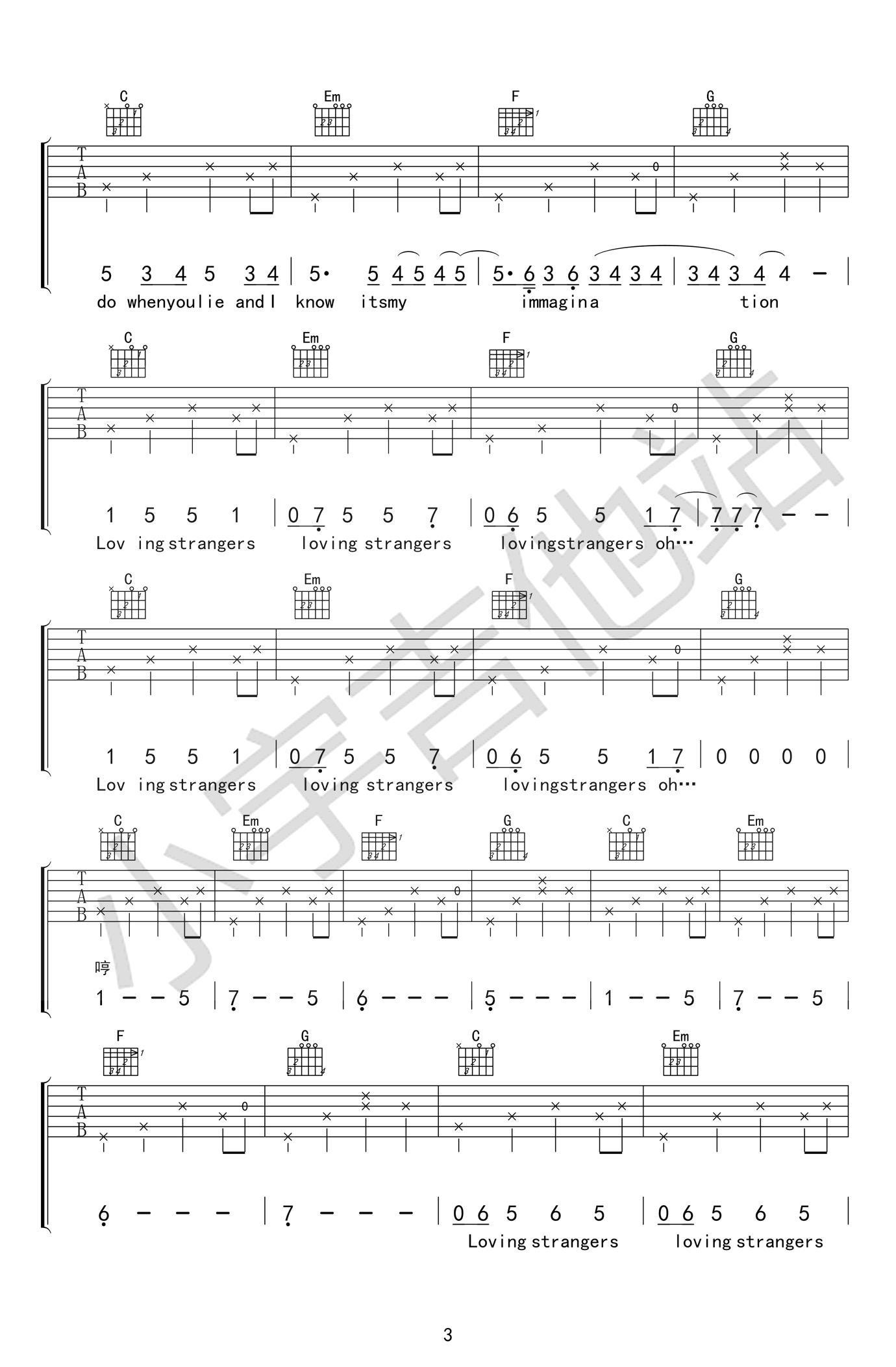 《Loving Strangers》吉他谱-3