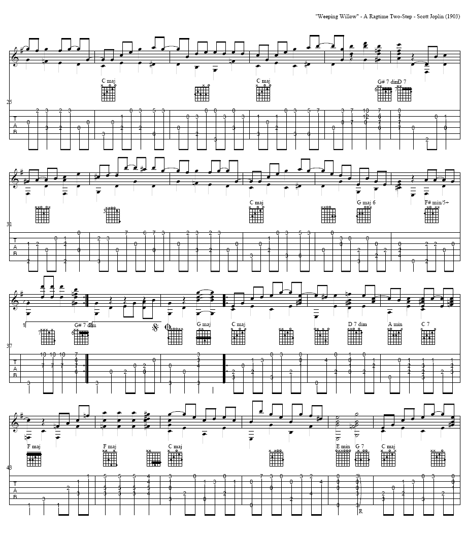 Weeping Willow|吉他谱|图片谱|高清|S·乔普林（S·JOPLIN）1
