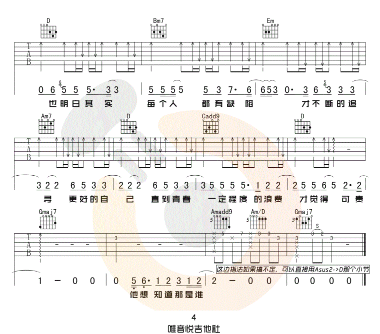 《第三人称》吉他谱_买辣椒也用券_G调原版弹唱谱_高清六线谱4