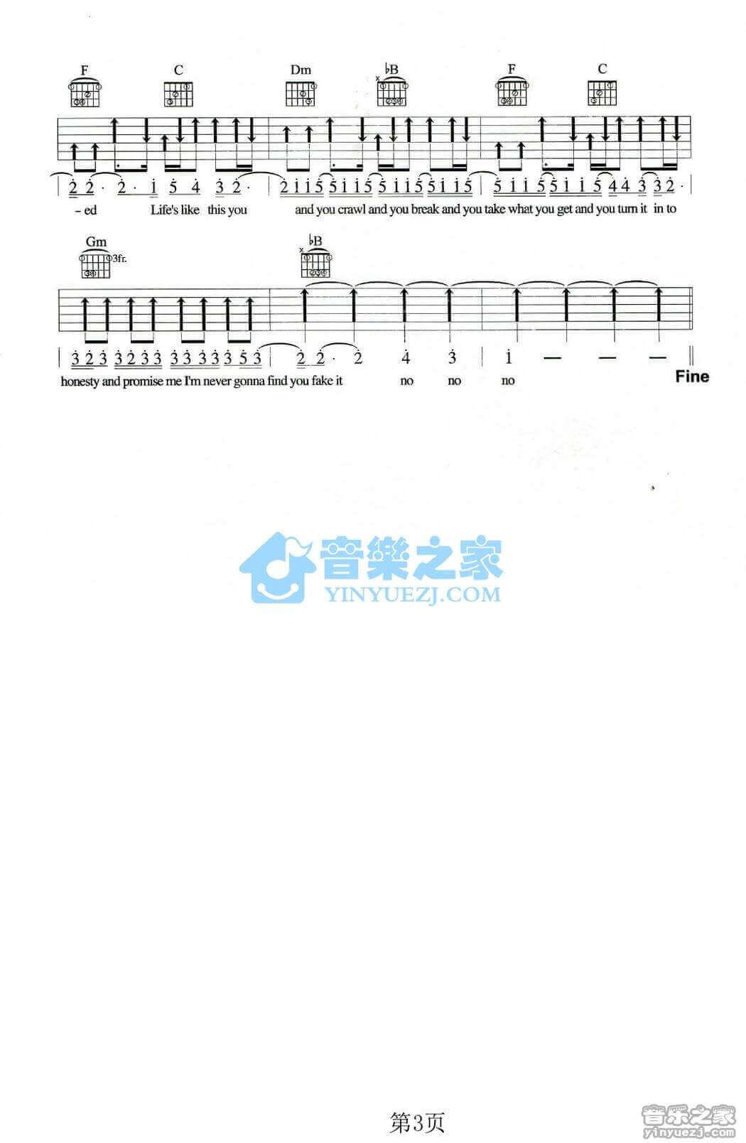 complicated吉他谱 F调和弦谱-艾薇儿1