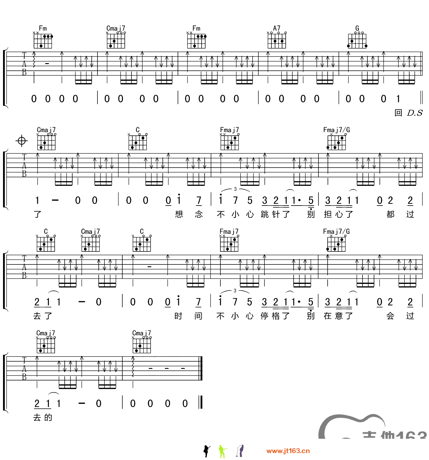 倒带人生吉他谱 C调扫弦版-吉他163编配-陈奕迅1