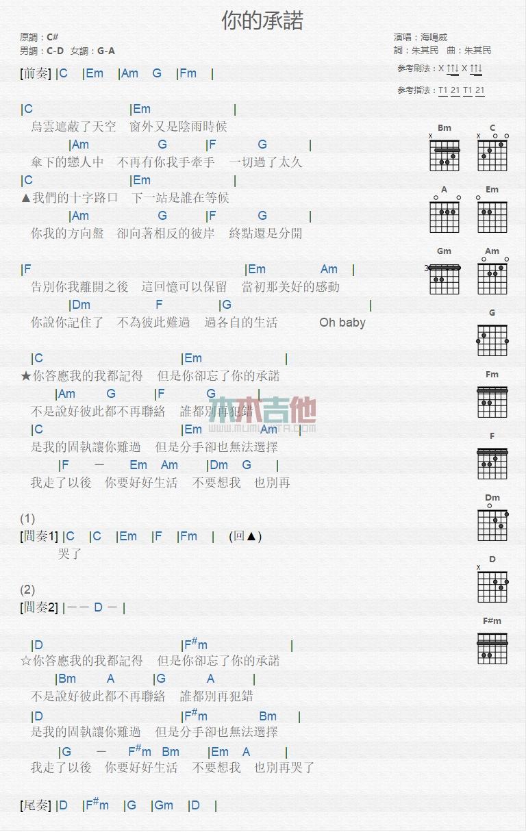 你的承诺_吉他谱_海鸣威1