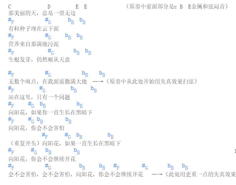 向阳花指弹谱 简单版_附指法_谢天笑2