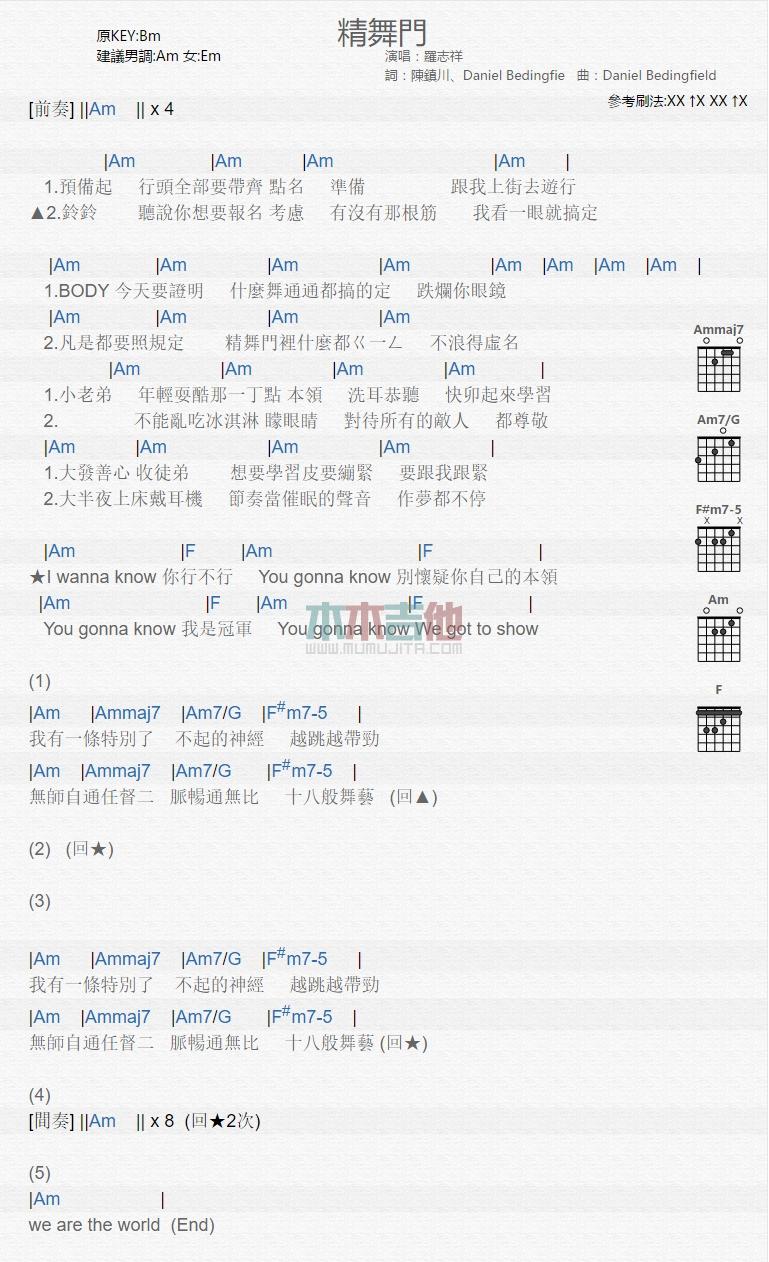 精舞门_吉他谱_罗志祥1